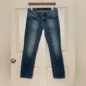 Rerock for Express Blue Distressed Skinny Jeans.      Size-10S.   Y2K
